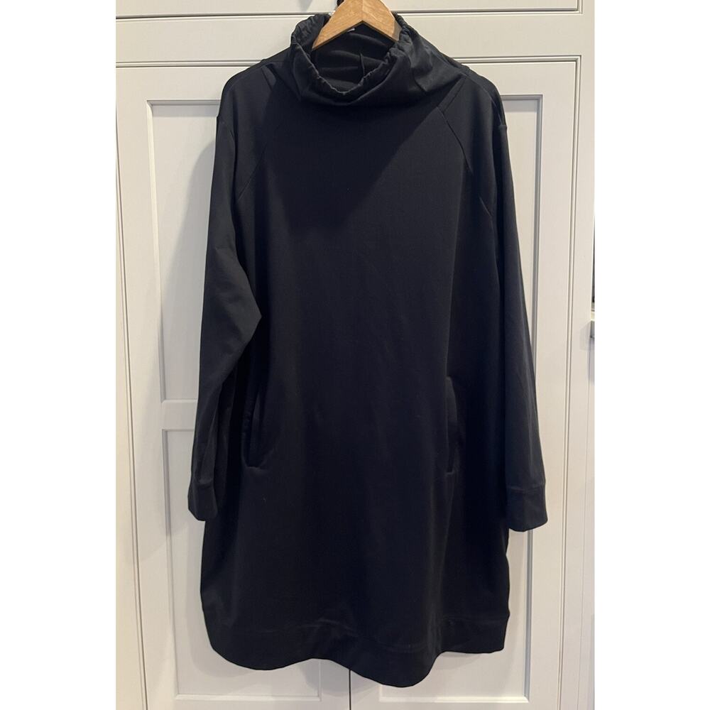Fabletics Womens Liora Dress Sz 3X Solid Black Long Sleeve Cowl Neck
